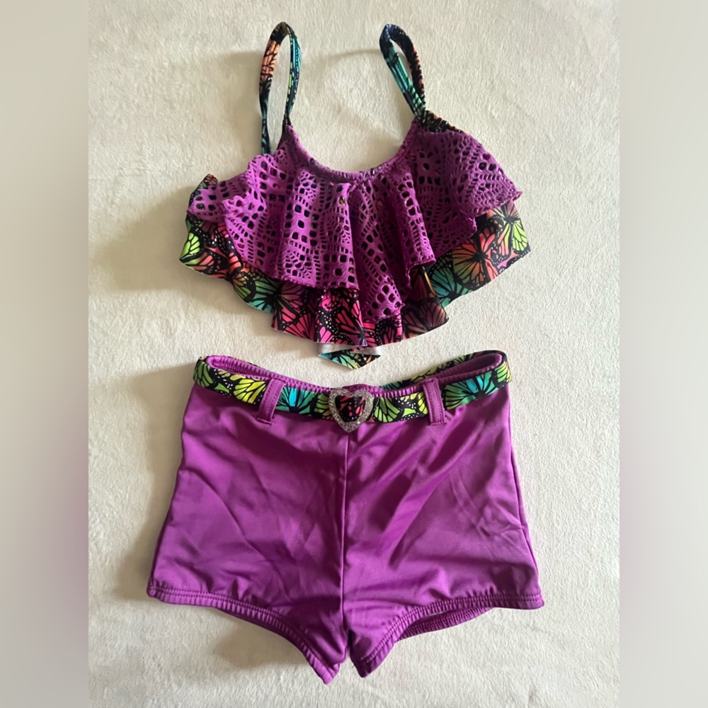 Purple Ruffle Bikini Set Girl 6X